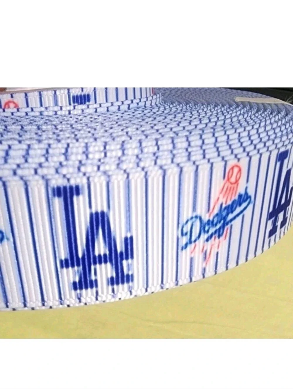 LA Dodgers Blue & White Striped 7/8th Grosgrain Ribbon - 3 Yds
